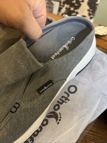 OrthoComfoot Halbschuhe Herren 11,5 Schuhe grau Canvas Slipper Fußgewölbestütze Komfort Mokassin - Bild 3 von 7