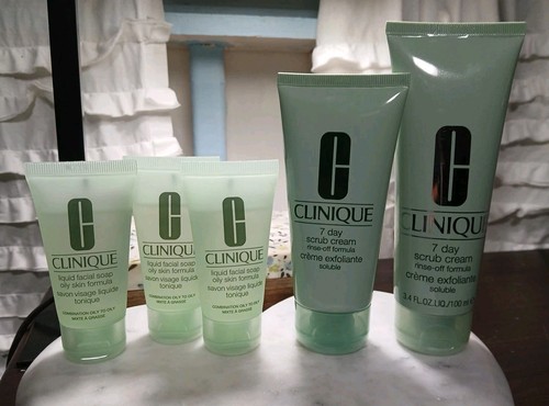 Clinique 7 Tage Peeling Creme Abspülformel 3,4 Unzen + 2,5 Unzen + 3x flüssige Gesichtsseife