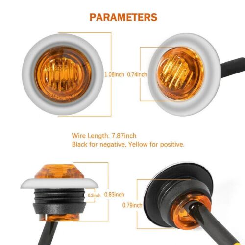 20pcs Round 3/4" LED Side Marker Lights Truck Trailer DRL Bullet Clearance 12V - Picture 12 of 12