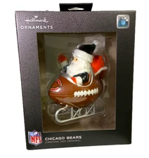 Hallmark Chicago Bears Santa Football Sleigh Black Box Xmas Ornament NIB 