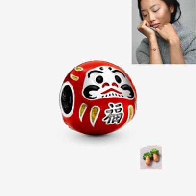 Pandora チャーム ドール Red Daruma Doll Charm