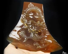 5.2" Carnelian Carved Crystal Dragon Sculpture, Crystal Healing