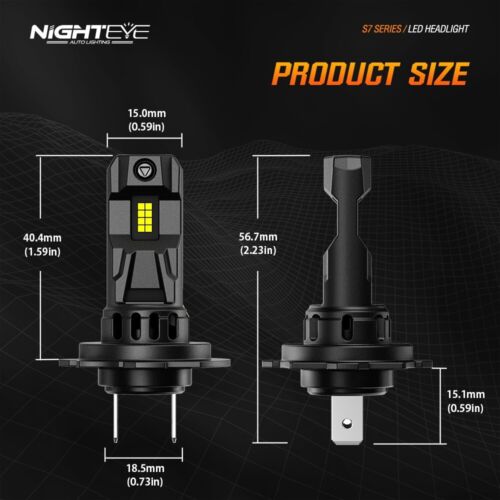 NIGHTEYE 2X H7 LED Headlight Bulbs Kit 70W 20000LM Hi-Lo Beam 6000K Super Bright - Picture 11 of 11
