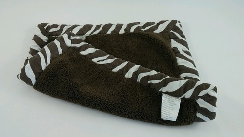 Wendy Bellissimo Brown Zebra Safari Lovey Security Baby Blanket 14x14" Square  - Picture 2 of 2