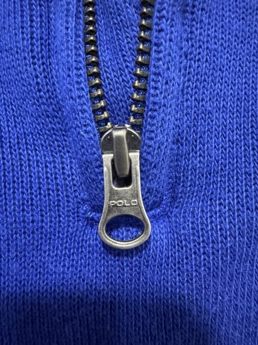 Polo Ralph Lauren 1/4 Zip Sweater Navy blue Collar Boys Size L 14/16 - Picture 3 of 6