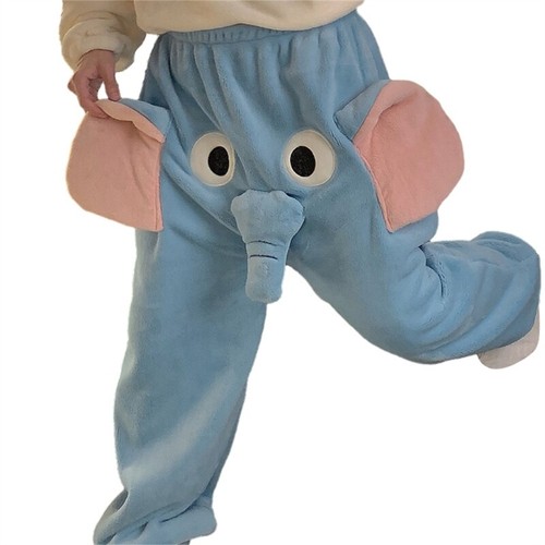 Unisex Winter Warm Flannel Pajama Pants Cartoon Elephant Trunk Sleep Trousers - Bild 16 von 20