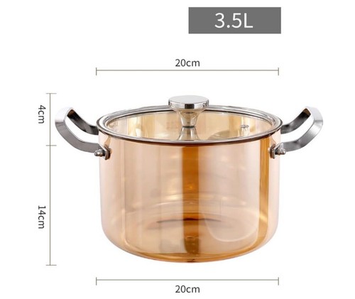 Olla de vidrio de doble oreja transparente abierta estufa de inducción ámbar 3,5 L - Imagen 2 de 6