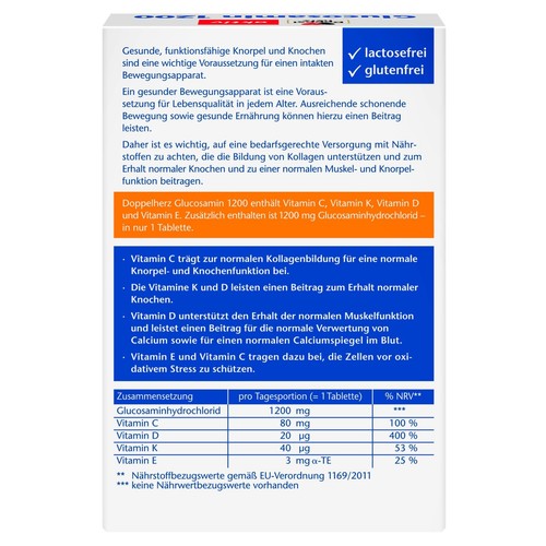 ✅ Doppelherz Glucosamin 1200 Vitamin D3 Vitamin K Vitamin C 30 Tabletten ✅ - Bild 3 von 4
