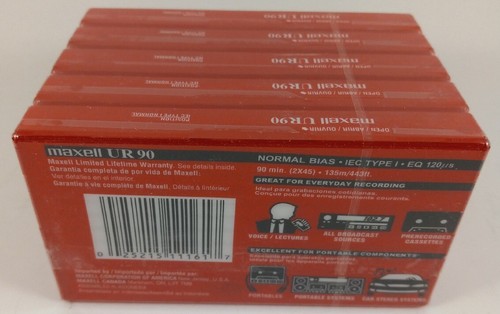 Maxell UR90 Normal Bias Kassettenbänder 5er-Pack Neu Versiegelt - Bild 2 von 2