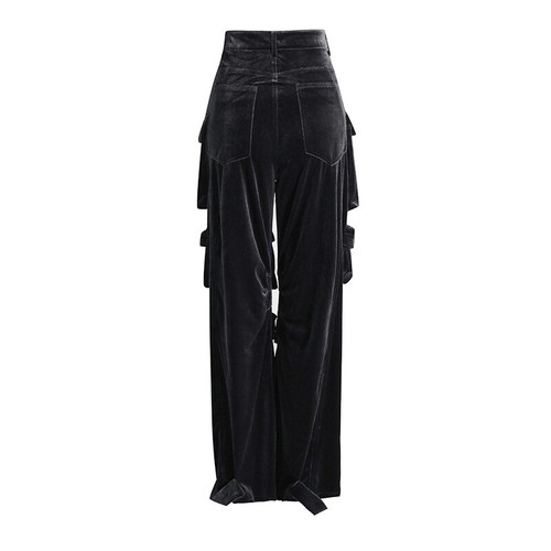Modische lässige Damen-Cargohose Samt mehrere Taschen hohe Taille lockere Hose - Bild 6 von 21