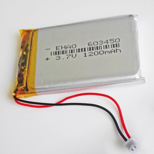 Batteria ricaricabile Lipo 3,7 V 1200 mAh 603450 JST 1,25 mm spina 2 pin per GPS MP3 - Foto 5 di 9