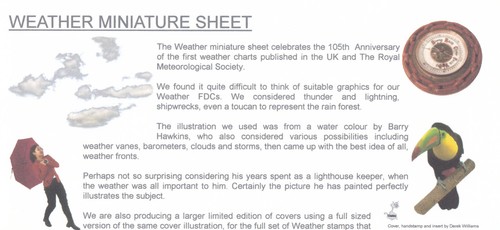 (108590) Weather minisheet GB GBFDC 49A FDC Sunbeam Road London No. 23 of 50 - Picture 3 of 3