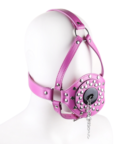 PU Leather Open Mouth Gag Funnel Slave Restraints Head Hood Bondage BDSM Harness - Picture 9 of 22