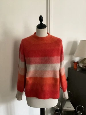 Pull SAUVAGE POÉSIE taille L/XL orange beige très bon état laine mohair - Photo 1/4