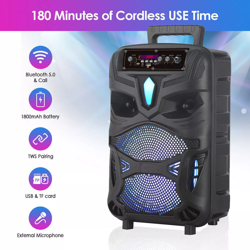 6000W Portable Bluetooth Speaker Sub Woofer Heavy Bass Sound System Party Mic - Picture 3 of 16