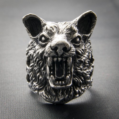 Wolf Ring 925 Sterling Silver Metal Biker Gothic dire stark game thrones. - Picture 5 of 8