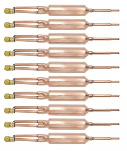 10PC Filter Drier With Charging Valve for Refrigerant Liquid, 1/4 X 1/4  25 gram