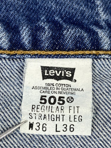Vintage 1998 Levi's 505 Men's Regular Fit Straight Leg Jeans 34x36 Medium Wash - Picture 3 of 19