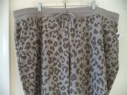 Must Old Navy Grey Khaki Brown Animal Print Fleece Sweat Pocket Pant 24 26 28 4X - Picture 5 of 9