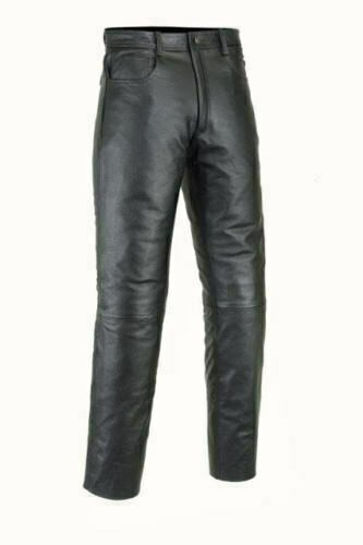 Herren schwarz Lederhose Motorrad Motorradjeans Biker Rindsleder weiche Hose - Bild 6 von 6
