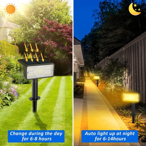 2er Set Warmweiß LED Solar Gartenstrahler IP65 wasserdicht für Bewegungsmelder - Bild 26 von 37