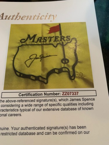 JACK NICKLAUS HAND SIGNED UNDATED MASTERS GOLF FLAG+JSA LOA THE GOLDEN BEAR - Picture 5 of 6