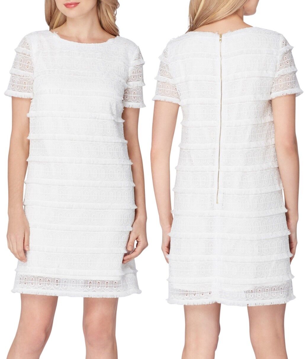 Franja De Encaje Shift Tahari 7120M191 blancoo Vestido con cremallera trasera expuesta, 6R - 188 Franja De Encaje Shift Tahari 7120M191 blancoo Vestido con cremallera trasera expuesta, 6R - 188 minoristas en línea