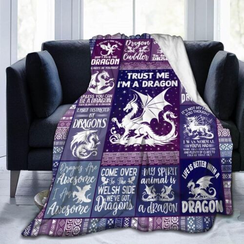 Customizable Cute Dragon-Themed Throw Blanket - Lightweight 50x60 Cozy Design - Picture 4 of 9