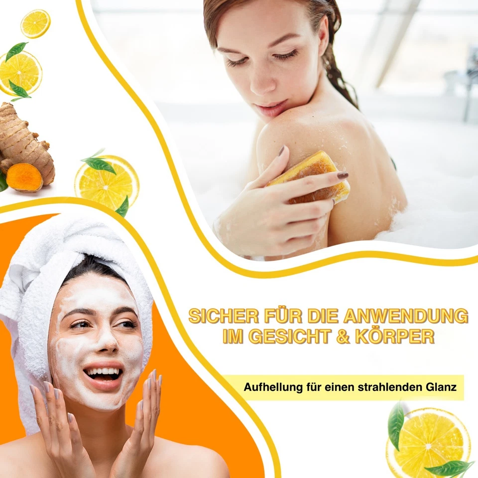 Kurkuma Seife Kojisäure-Seife Zitronen Seifenstück Gesichtsseife Hautaufhellend - Bild 3 von 4