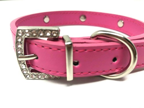 Dog Collar, Rhinestone Crystal Bling Bone, Adjustable, Faux Leather, XS S M L - Picture 29 of 29