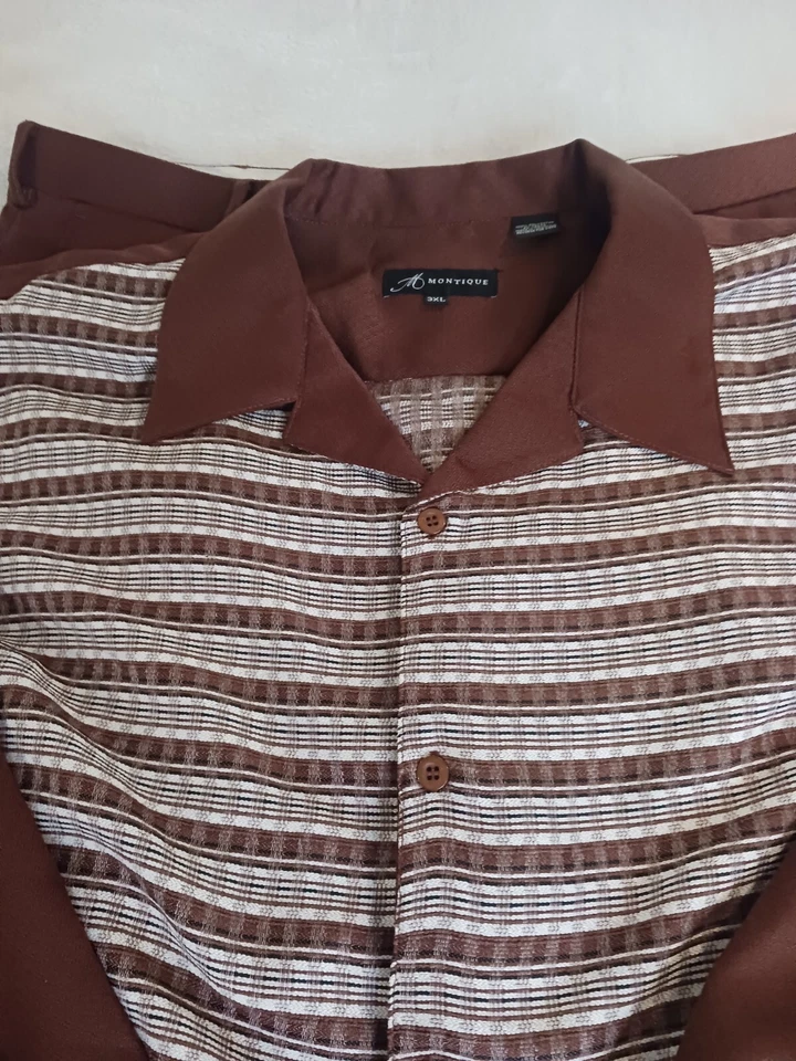 Montique Mens 2pc Matching Walking Suit Shirt 3XL Pants 44 New W Tag - Image 3 of 4