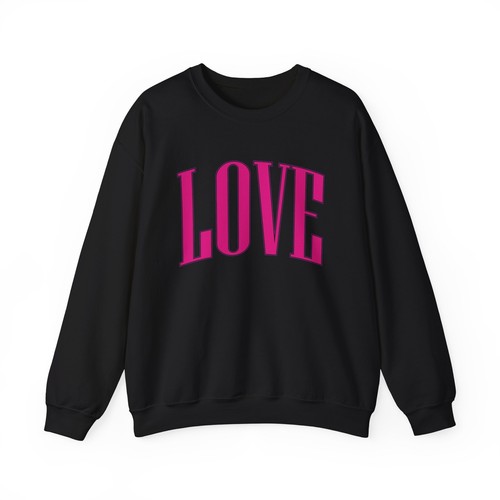LOVE Valentine's Day Unisex Sweatshirt, Heart Print Pullover Jumper, Retro - Picture 8 of 19