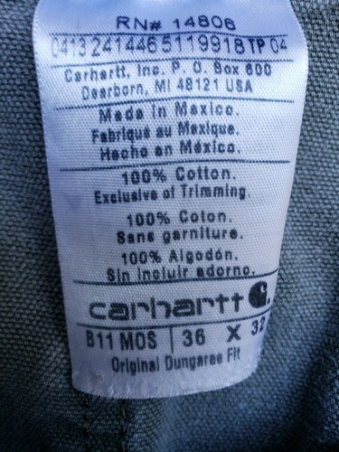 Carhartt Duck Work Dungaree B11-MOS 36x32 - Picture 11 of 11