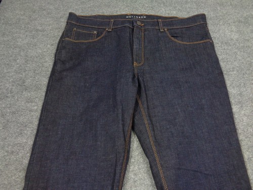 Mott and Bow Slim Fit Jeans Mens 36x32 Dark Wash Raw Denim Blue Stretch Comfort - Picture 3 of 12