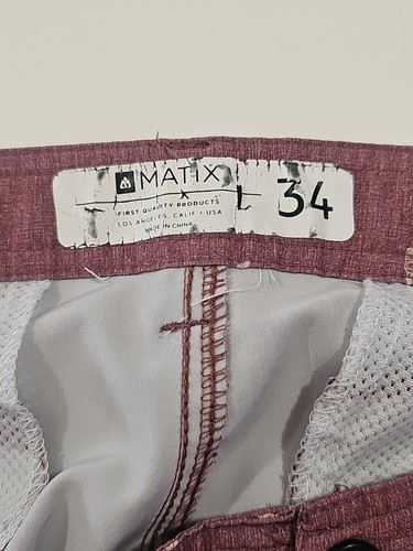 Matix Men's Hybrid Caribbean Shorts Size 34 Burgundy Outdoors Sports Skater - Picture 4 of 10