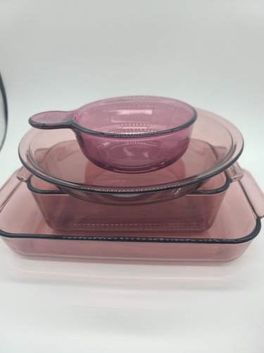 ♻️ Vintage Pyrex Cranberry Bake CookWare 6- Pc Set 1970's Baking Set - Picture 5 of 9