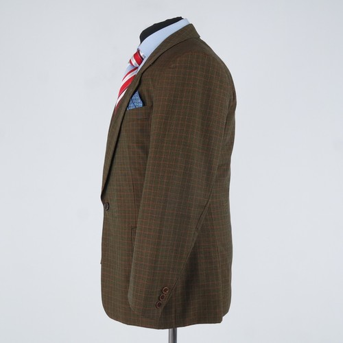 Mens Vintage HUGO BOSS Blazer 42S UK Size Check Brown Wool Sport Coat Jacket - Picture 5 of 15
