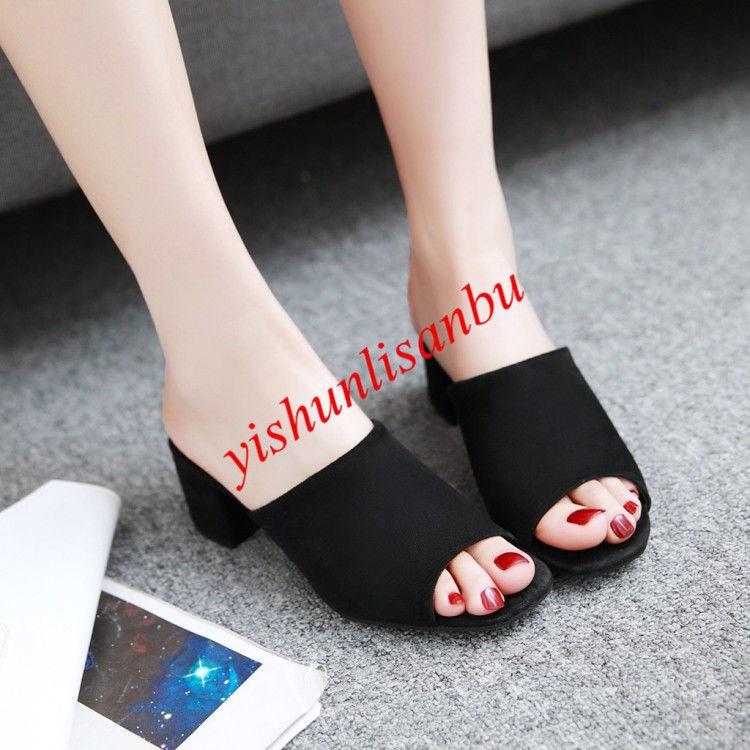 Elegant Women's Women's Women's Suede Block Heel Open Toe Slip On Sandals Slippers Casual shoes 8eb7f4 Elegant Women's Women's Women's Suede Block Heel Open Toe Slip On Sandals Slippers Casual shoes 8eb7f4