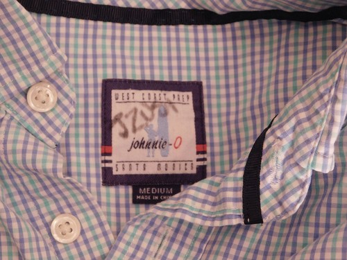 Camisa frontal con botones JOHNNIE-O para hombre azul verde a cuadros algodón manga larga talla M - Imagen 5 de 5