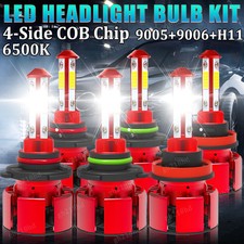 6x 9005 9006 H11 LED Combo Headlight Fog Light Kit 6500K Hi/Low Beam Bulbs White