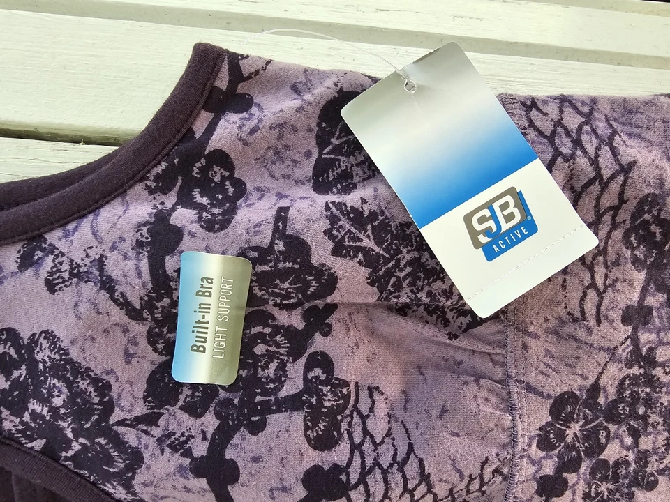 Sujetador sin mangas SB Active para mujer M Activewear incorporado nuevo con etiquetas púrpura St John's Bay Foto 3 de 4