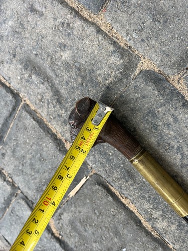 RARE ANTIQUE WALKING STICK WITH BLACK FOREST CARVED DOG HANDLE OPENING MOUTH - Picture 17 of 17