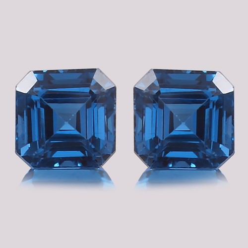 Natural Indicolite Blue Tourmaline Loose Asscher Cut Gemstone Matched Pair 15x15 - Picture 4 of 6