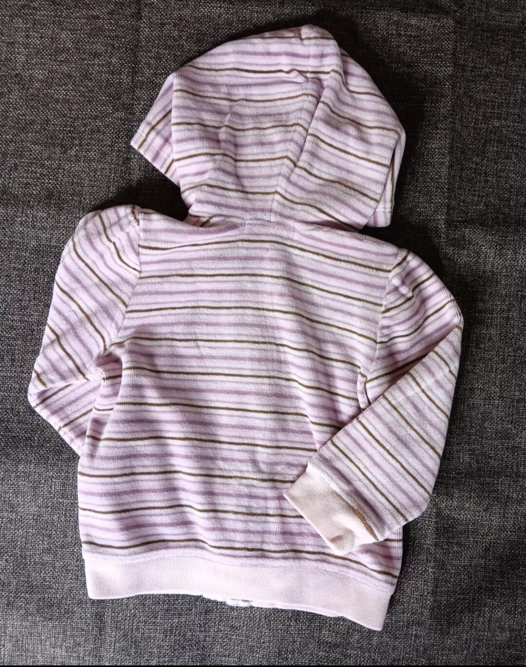 VETEMENTS giacca 12 a 18 mesi bambina vecchia navy zip cappuccio viola stiped microfibra bambino