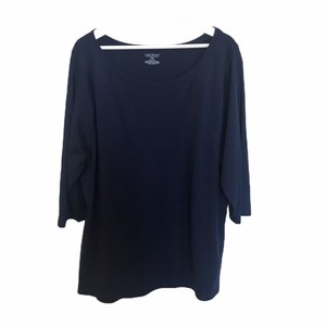 LANE-BRYANT-Navy-Blue-100-Pima-Cotton-3-4-Sleeve-Top-Women-039-s-Size-26-28