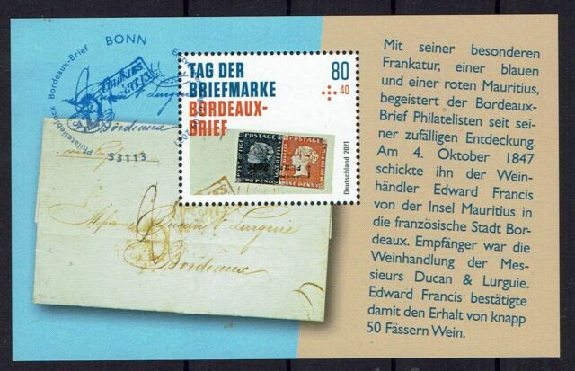 Block 88 Bonn BRD 2021 Mi.Nr. 3623 Bordeaux-Brief Tag d. Marke Block 88 Bonn BRD 2021 Mi.Nr. 3623 Bordeaux-Brief Tag d. Marke
