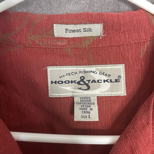 Mens Hook and Tackle Silk Shirt Hi Tech Fishing Gear Size Large - Picture 2 of 6