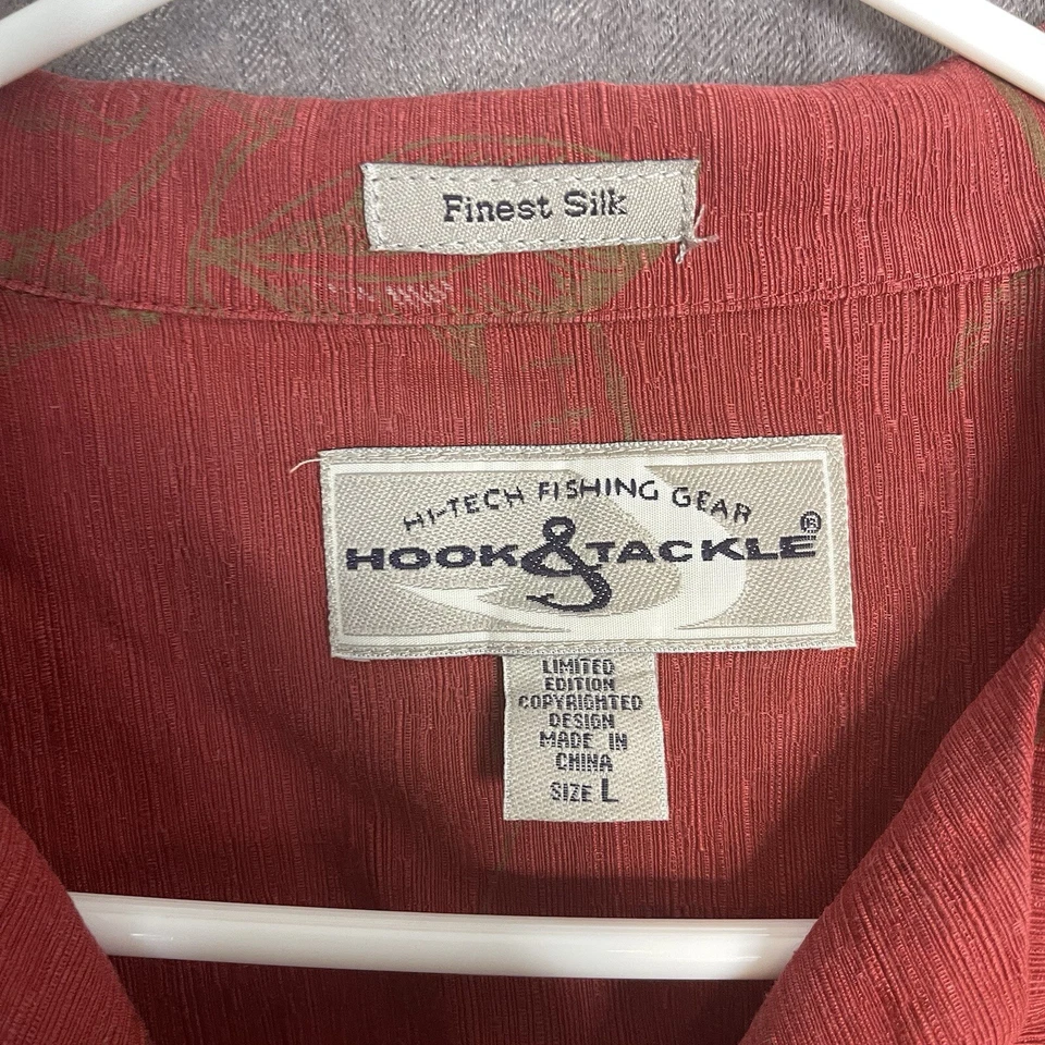 Mens Hook and Tackle Silk Shirt Hi Tech Fishing Gear Size Large - Image 2 of 4