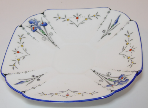 Shelley Art Deco 11561 Queen Anne Blue Iris Trio Cup Saucer Side Plate Lot A VGC - Picture 4 of 11