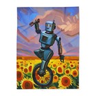Robot Riding a Unicyle in the Sunflowers - Arctic Fleece Blanket - 3 Sizes